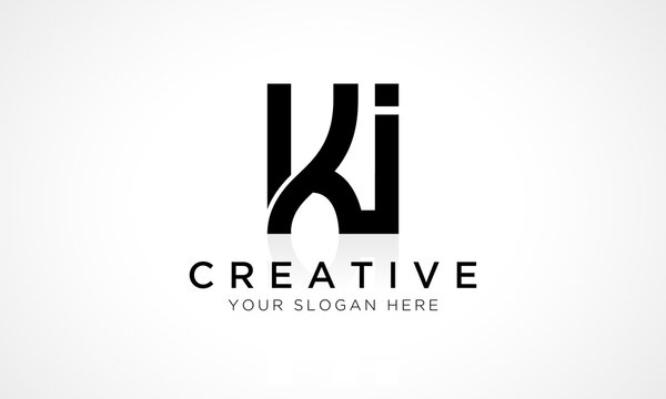 KI Letter Logo Design Vector Template. Alphabet Initial Letter KI Logo Design With Glossy Reflection Business Illustration.