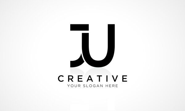 JU Letter Logo Design Vector Template. Alphabet Initial Letter JU Logo Design With Glossy Reflection Business Illustration.