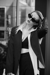 stylish blonde woman