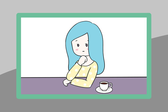 woman warried alone illustration ponder