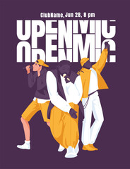 Hip hop or rap battle poster design. Great text design and three singers. An open mic party. Vector flat illustration