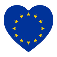 Flag of European union in heart shape. European Union. European union flag in heart design shape 