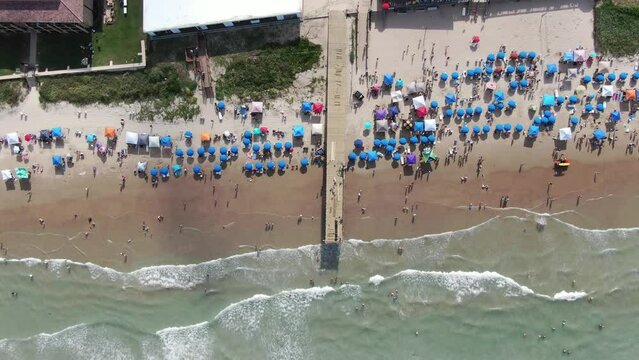 Aerial views from over South Padre Island, Texas on a bright summer day.