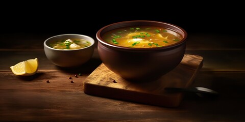 AI Generated. AI Generative. Japanese asian tradition restaurant cousine dinner miso soup. Graphic Art