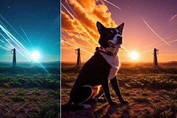 dog on the sunset Generative AI