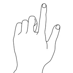 Obraz premium 人間の左手、指差す、線画