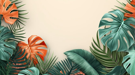 Fototapeta na wymiar tropical leaves on isolated background ,Generative AI