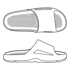 Flip flop sandal shoes for men. Up side, outline vector doodle illustration. Flip flop sandal shoes for men. Up side vector doodle illustration.	
