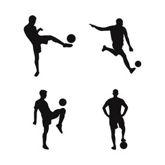 Soccer Player Silhouette Set. A group of soccer players. Isolated vector silhouette.