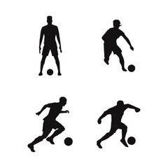 Soccer Player Silhouette Set. A group of soccer players. Isolated vector silhouette.