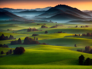Obraz premium South Moravia landscape. AI generated illustration
