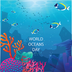 Fototapeta na wymiar Free vector gradient world oceans day instagram posts