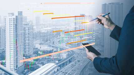 Organizing and carrying out, Businesspeople use Versual to manage projects and update tasks. Planning well while still working.