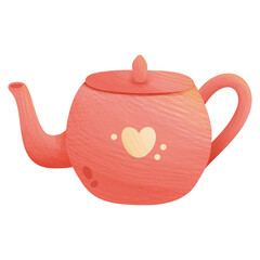 Red teapot illustration isolated on white background
