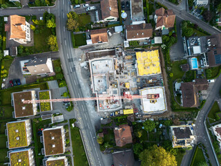 aerial view of modern construction site in the city 