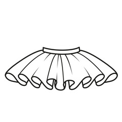Beautiful tutu skirt outline for coloring on a white background