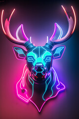 a Deer head with cyberpunk elements, Generative AI