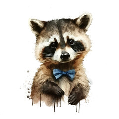 Obraz premium Raccoon portrait in watercolor style , PNG background