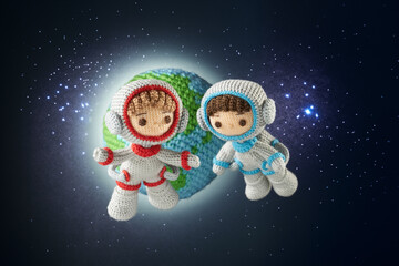 あみぐるみ人形　宇宙飛行士イメージ