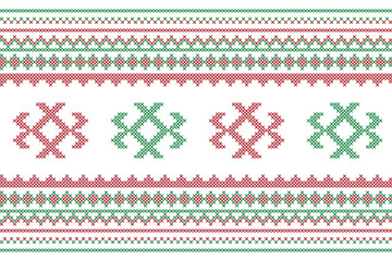 Ethnic balkan seamless pattern. South and East European embroidery motifs. Traditional Bulgarian embroidery. - obrazy, fototapety, plakaty