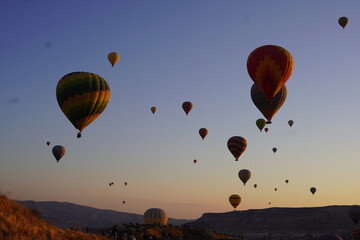 hot air balloon in sunset