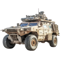 Armoured combat support vehicle isolated on white created with Generative AI