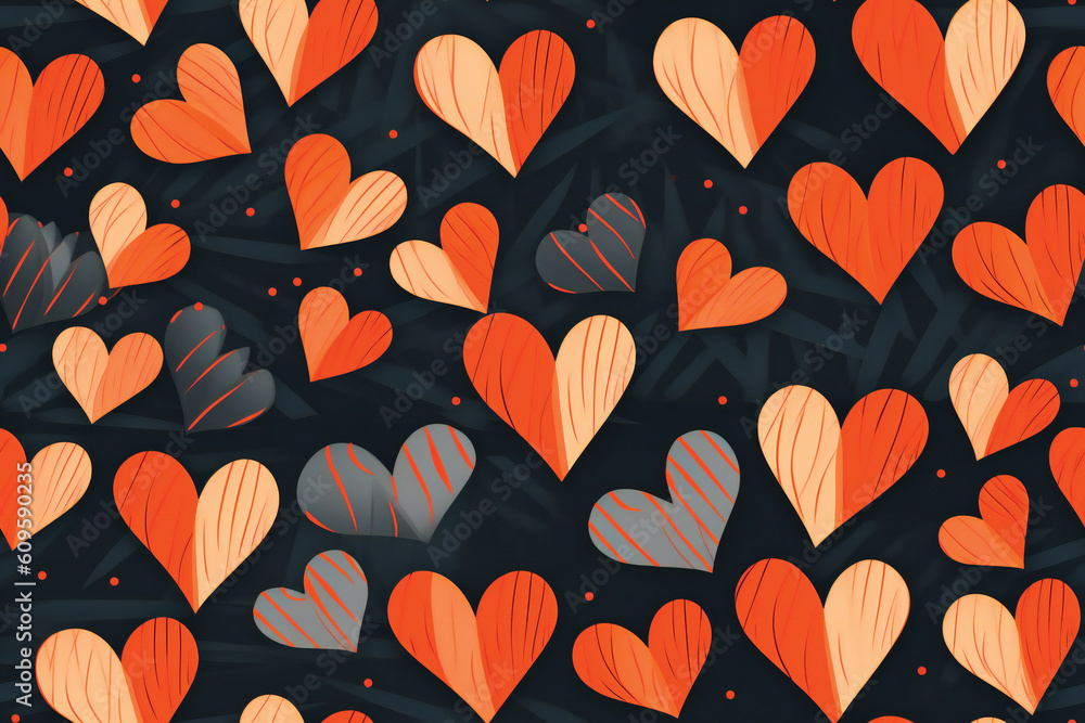 Poster stylized heart shape pattern. seamless design. created with generative ai technology.