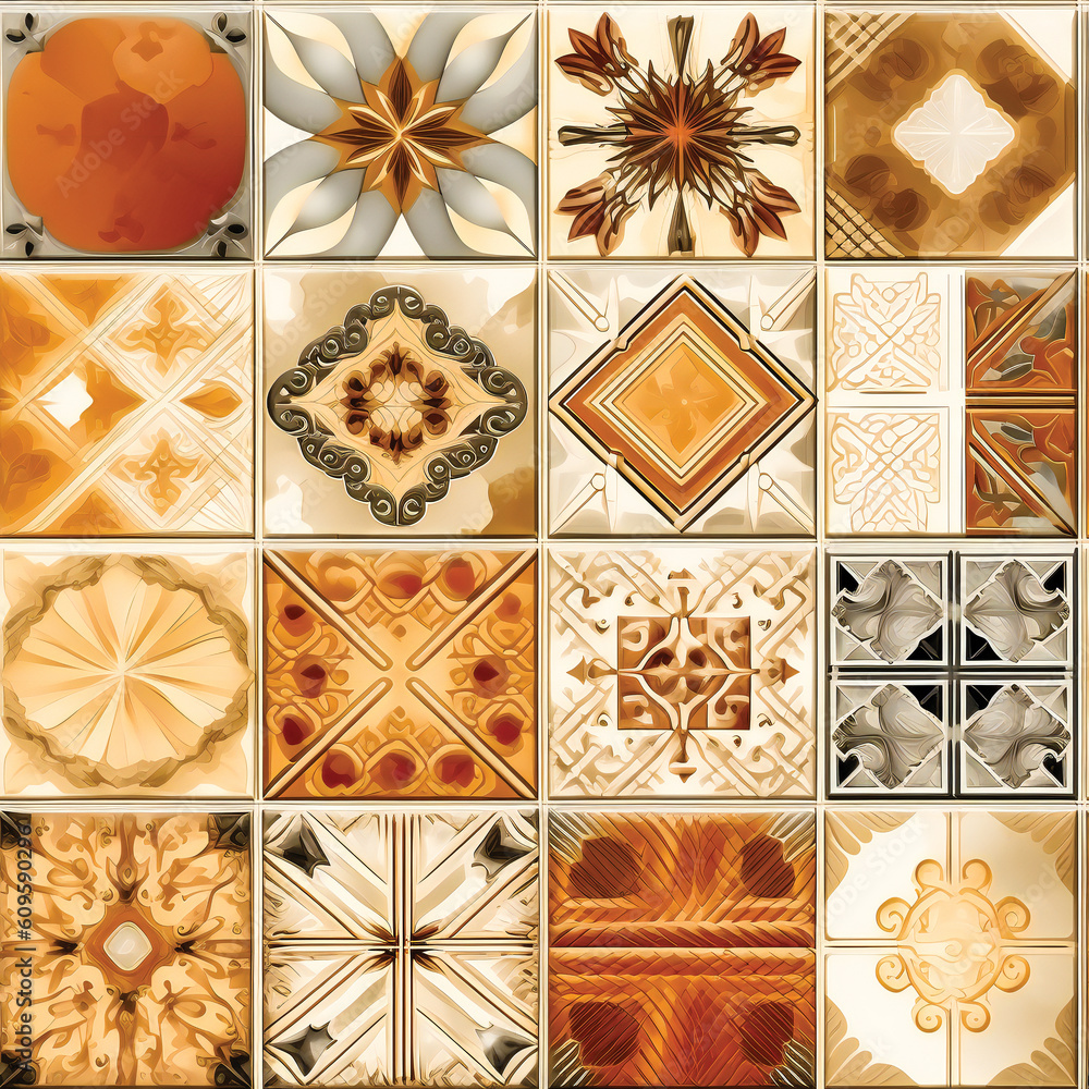 Poster orient, middle east inspired fantasy pattern. seamless design. created with generative ai technology