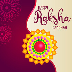 Happy Raksha Bandhan Vector Illustration Hand Draw Creative Design Red& Yellow Background Rakshasutra with typography