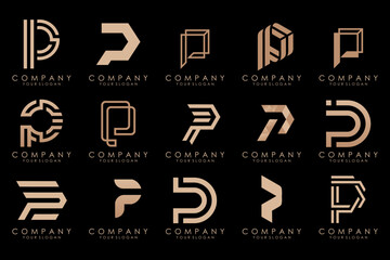 Set of letters P logo design. modern creative monogram icon design inspiration.