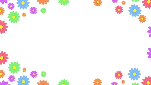 Flowers animation on white isolated background 4K with free white space for typography and greetings. Flowers template backdrop