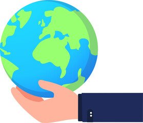 Global cooperation. businessman with Globe. technology creative idea and solution.Earth Day..