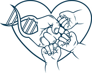 Father and 3 Childs Hand Silhouette 