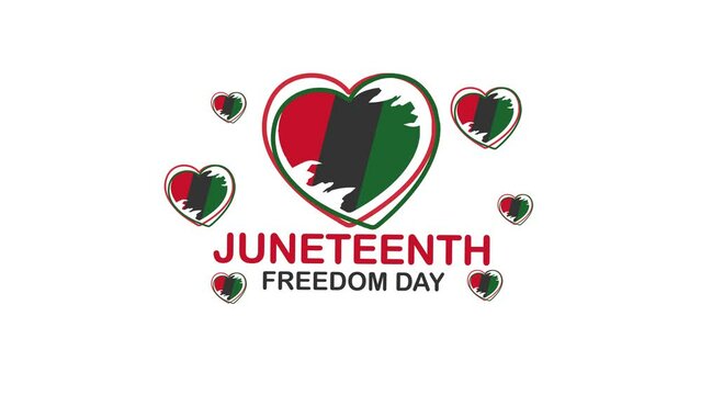 juneteenth freedom day animated text. 4k video greeting card. gift card. alpha channel.