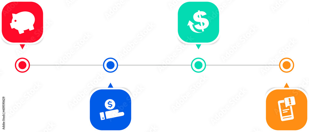 Poster infographic flow chart template with 4 options or steps