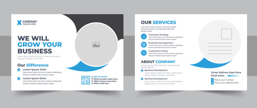 Creative modern corporate business postcard EDDM design template, Corporate business or marketing agency postcard template