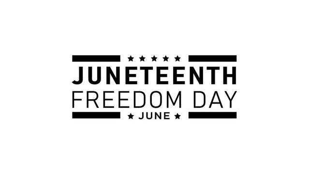 juneteenth freedom day animation. 4k animated greeting card. gift card. green screen and alpha channel.