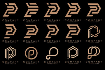 Set of letters P logo design. modern creative monogram icon design inspiration.