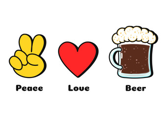 Peace, love, peace concept print for t-shirt.Vector cartoon doodle line graphic illustration logo design. Peace sign, heart, peace print for poster, t-shirt, logo concept