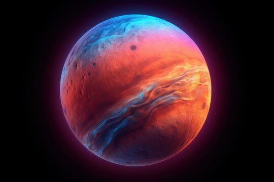 glowing Mars planet isolated on black background