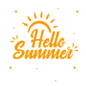 Hello Summer Design Element for Greeting Cards and Labels, Template. stock illustration