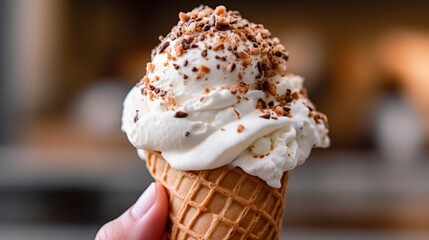 Cone Biscuit ice cream filled. ai generative