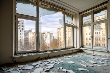 Broken windows in a apartment