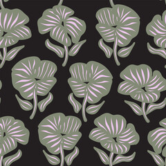 Neutral Colour Abstract Floral Seamless Pattern Design