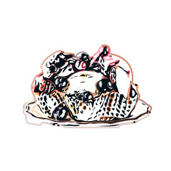 color sketch of ice cream with transparent background