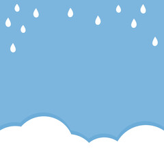 Blue sky background with cloud and rain vector.