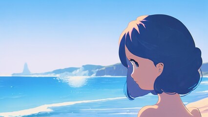 Fototapeta premium girl in the sea Generative AI