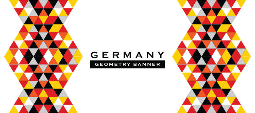 germany geometric banner template independence day, german flag with geometric abstract design with yellow and red color, and black