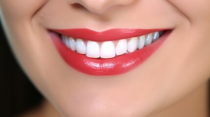 Fototapeta premium woman teeth before and after whitening. Over white background. Generative AI.