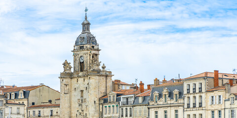 Obraz premium Grosse Horloge tower in La Rochelle, France on a sunny day of summer
